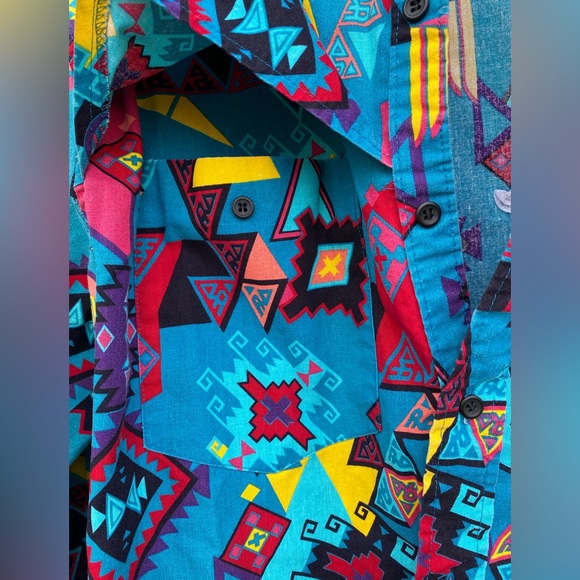 Brush popper Vintage Aztec Southwestern Tribal Western Men’s Women’s Button Up - Picture 5 of 13